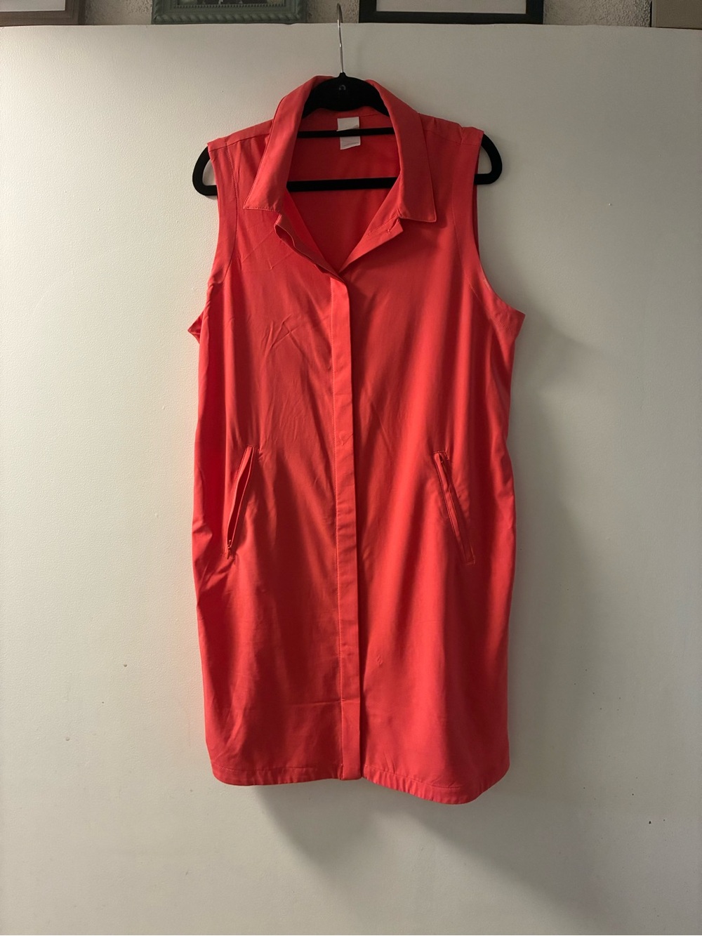 Lole Sleeveless Midi Shirt Dress in Coral Red